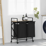 Laundry Basket 2 Compartments with Wheels Sonoma Oak 859096