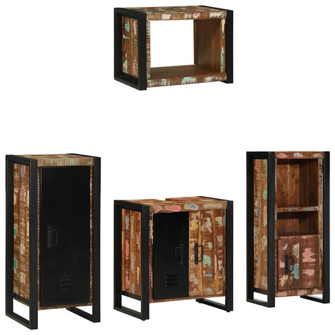 Bathroom Furniture Set 4 pcs Multicolour Solid Reclaimed Wood 3305665