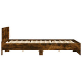 Bed Frame with Headboard and LED Smoked Oak 150x200 cm King Size 3207606