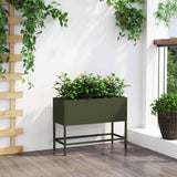 Raised Garden Planter Olive green 60 x 26 x 45 cm Steel 865886