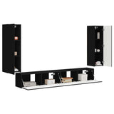 TV Wall Cabinet Set 4 pcs Black Engineered Wood 3408926