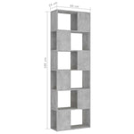 Book Cabinet Room Divider Concrete Grey 60x24x186 cm Engineered Wood 809102