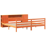 ZNTS Bookcase Bed without Mattress Wax Brown 180x200 cm Super King Solid Wood Pine 3321869