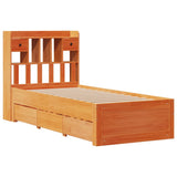 Bookcase Bed without Mattress Wax Brown 100x200 cm Solid Wood Pine 3308968
