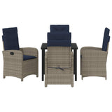 Garden Dining Set with Cushion 5 pcs Grey Poly Rattan 3380352