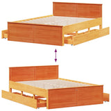 Bed Frame without Mattress with Headboard Wax Brown 160x200 cm Solid Wood Pine 3308761