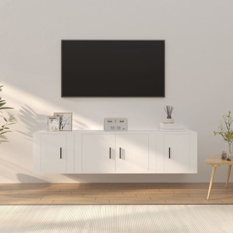 3 Piece TV Cabinet Set White Engineered Wood 3188398