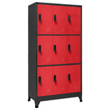 Locker Cabinet Anthracite and Red 90x45x180 cm Steel 339809
