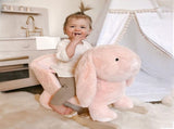Kids Rocking Rabbit, Plush Rocking Horse Ride-On w/ Sound, Wood Base, Seatbelt, for Ages 18-36 T3398P348008