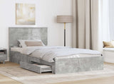 Bed Frame with Drawer Concrete Grey 90 x 190 cm Engineered Wood 3409697