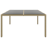 Garden Table 200x150x75 cm Tempered Glass and Poly Rattan Beige 310588