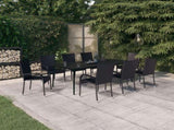 Garden Dining Set Black PE rattan Large Durable 3099400