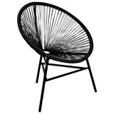 Chair Black Poly Rattan Standard Durable Chair Oval 41383