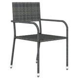 Garden Dining Set Table Black, Chair Grey PE Rattan, Steel, Glass 3099583