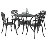 Garden Table Set 5 pcs Black Cast Aluminium 3334761