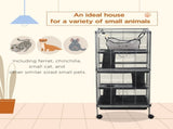 Small Animal Cage with Wheels Pet Home for Chinchillas Ferrets Kittens, with Hammock, 4 Platforms, T3398P350045