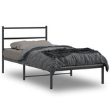 Metal Bed Frame without Mattress with Headboard Black 100x200cm 355360