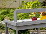 Garden Potting Table, Wooden Workstation Bench w/ Galvanized Metal Tabletop, Drawer, Storage Shelves T3398P314168