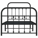 Bed Frame Black Powder-Coated Steel Single Storage Bed Frame 352589