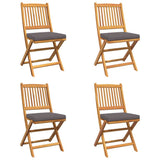 Folding Chair 4 pcs Grey 49 x 57.5 x 92cm Solid Acacia wood 3329122