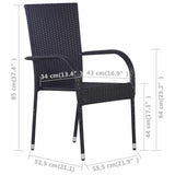 Dining Set Black, Natural Wood 3067881