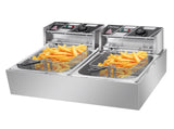 EH82 2500W 220-240V 12.7QT/12L Stainless Steel Double Cylinder Electric Fryer UK 08862124