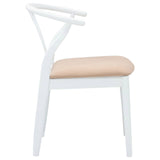Dining Chair 2 pcs White and Brown Solid Rubber Wood 42020418