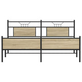 Metal Bed Frame without Mattress Sonoma Oak 183x213 cm 3325126