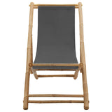 Deck Chair Dark Grey Bamboo and Canvas Standard 313018