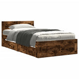 Bed Frame with Headboard without Mattress Smoked Oak 100x200 cm 3295580