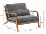Oak Armrest Oak Upholstered Single Lounge Chair Indoor Lounge Chair Dark Grey 81136898