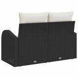 Garden Sofa Black 124 x 62 x 69cm Poly Rattan 42006742