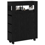 Bathroom Furniture Set with Wheel Black Oak 65 x 23 x 87 cm 869072