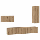 TV Cabinet Set with Drawer 4 pcs Artisan Oak Engineered Wood 3393263