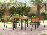 Garden Dining Set 5 pcs Black and Brown Poly Rattan 3365436