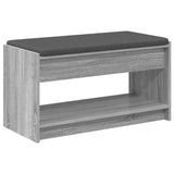 Hall Bench with Cushion with Shelf Grey Sonoma 83 x 38 x 45 cm 891581