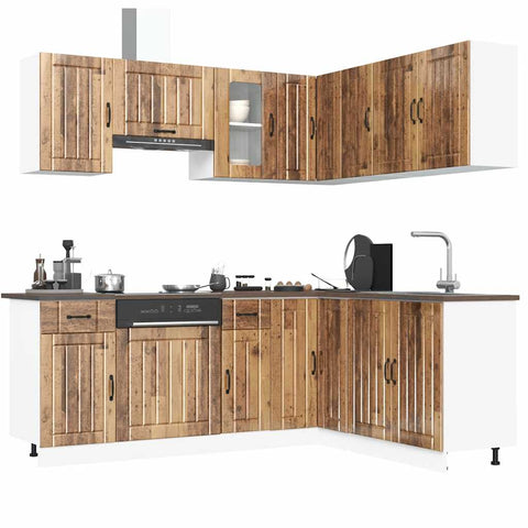 ZNTS 11 Piece Kitchen Cabinet Set Lucca Old Wood Engineered Wood 3314959