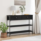 Console Table Black Oak 100 x 25 x 75 cm Engineered Wood 863513