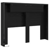 Headboard Cabinet with LED Black Oak 140 x 16.5 x 103.5 cm 8006567