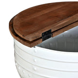 Coffee Table Solid Reclaimed Wood White Barrel Shape 245254