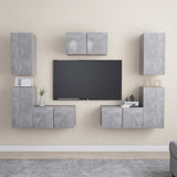 7 Piece TV Cabinet Set Concrete Grey Engineered Wood 3079091