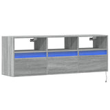 TV Wall Cabinet with LED Lights Grey Sonoma 130x31x45 cm 852346