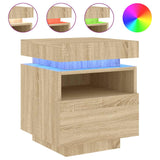 Bedside Cabinet with LED Lights Sonoma Oak 40x39x48.5 cm 836788