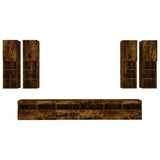 7 Piece TV Wall Cabinet Set with LED Lights Smoked Oak 3216782