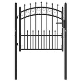 Fence Gate EMMEN with Spikes Steel 104x87 cm Black 146388