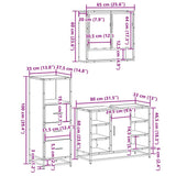 3 Piece Bathroom Furniture Set Smoked Oak Engineered Wood 3301062