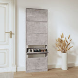 Shoe Cabinet Concrete Grey 59x17x169 cm Engineered Wood 342513