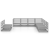 9 Piece Garden Lounge Set Grey Solid Pinewood 3075856