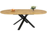 Extendable dining table 100-140cm, round-oval table, stable X-metal frame, adjustable feet, wood N639P439338N