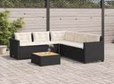 Garden Sofa with Table and Cushions L-shaped Black Poly Rattan 369048